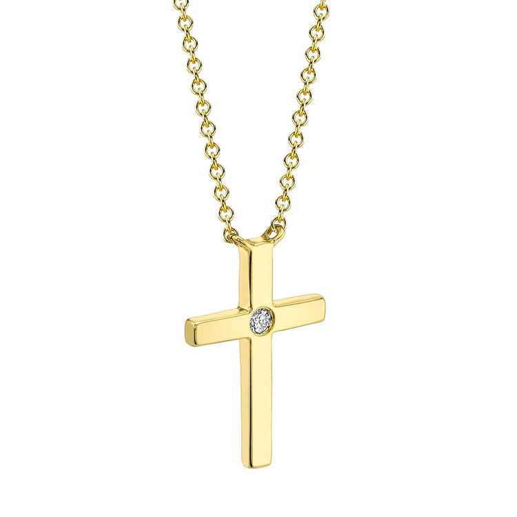 Diamond Bezel Cross Necklace