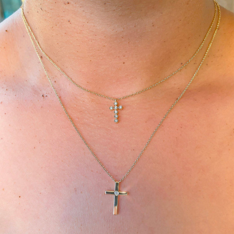 Diamond Bezel Cross Necklace