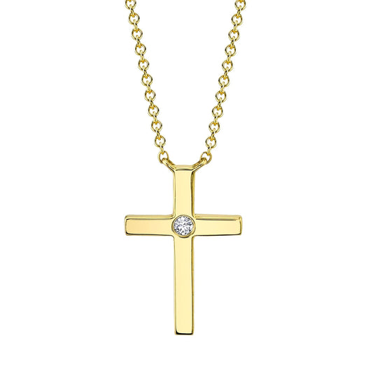 Diamond Bezel Cross Necklace