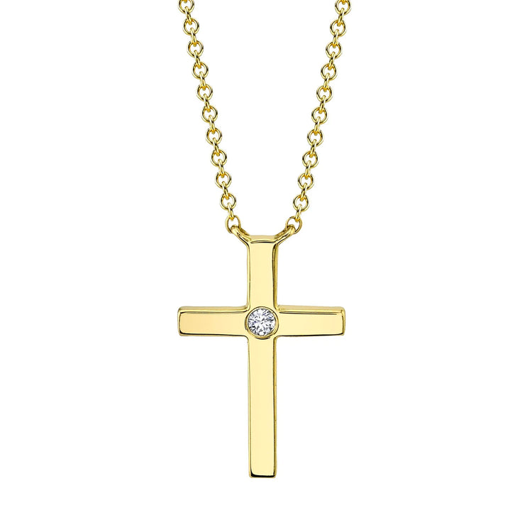 Diamond Bezel Cross Necklace