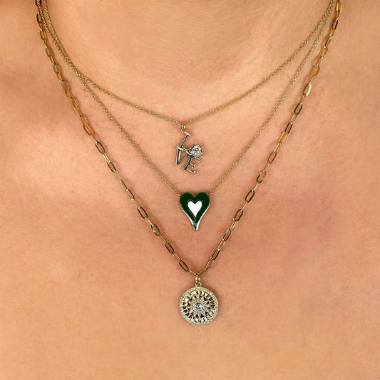 "Love" Necklace with Bezel Set Diamond