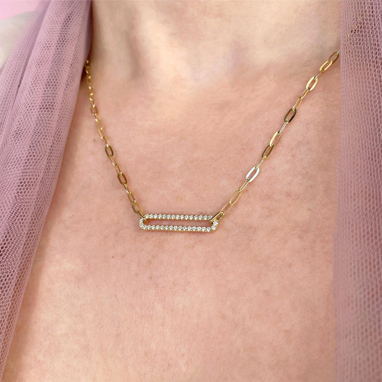 Diamond Paperclip Link Necklace