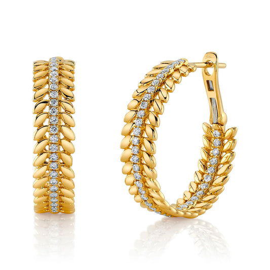 Diamond Laurel Wreath Hoop Earrings