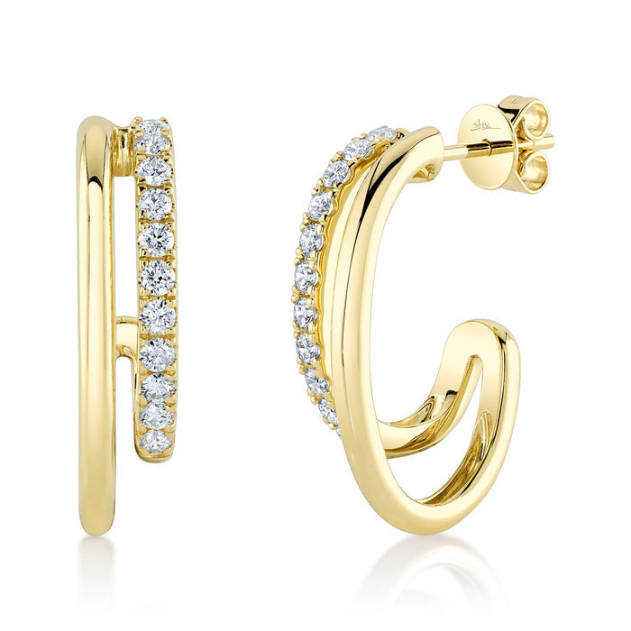 14k Yellow Gold Diamond Earrings