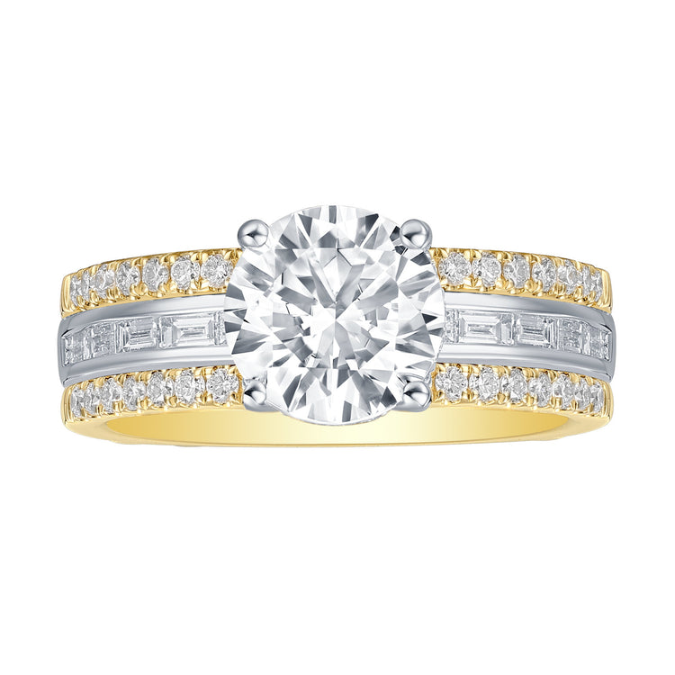 Lab Grown Diamond Ring with Baguette and Round Accent Diamonds