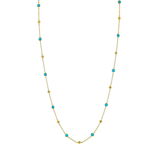 Turquoise Cabochon Strie Cushion Necklace