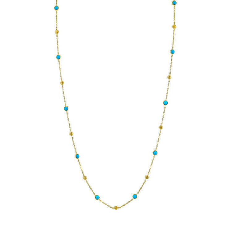 Turquoise Cabochon Strie Cushion Necklace