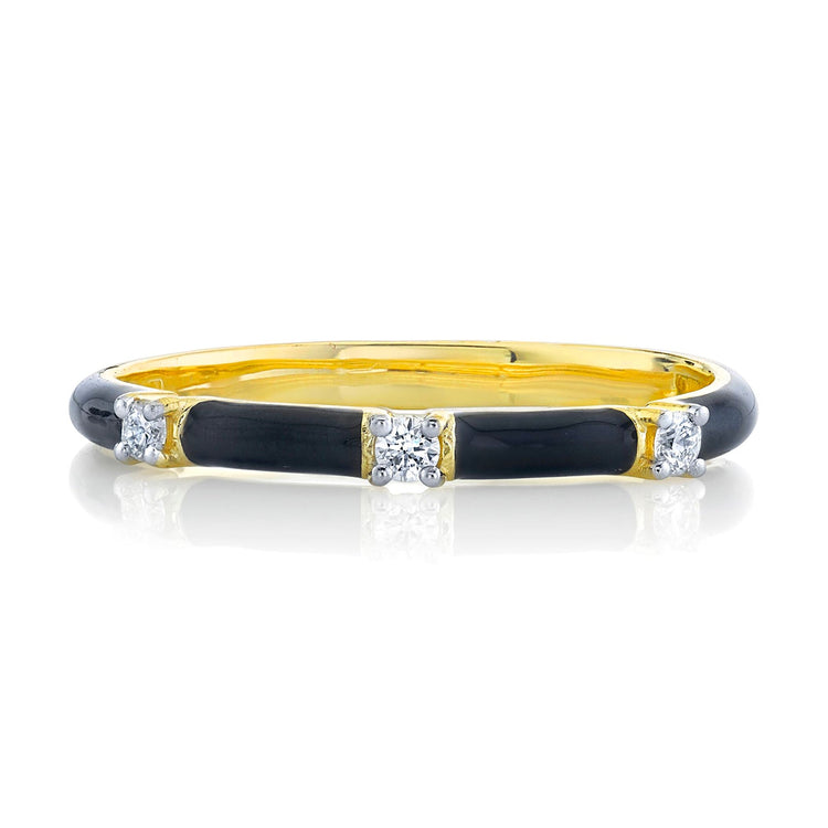 Diamond and Black Enamel Band