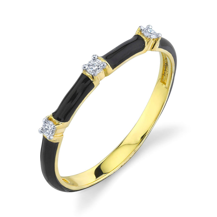 Diamond and Black Enamel Band