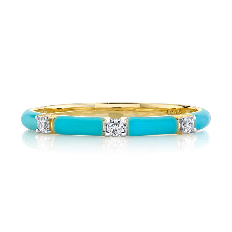 Diamond and Turquoise Enamel Band