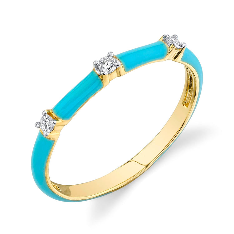 Diamond and Turquoise Enamel Band