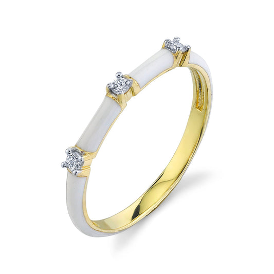 Diamond and White Enamel Band