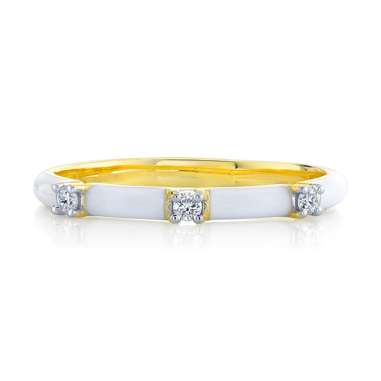 Diamond and White Enamel Band