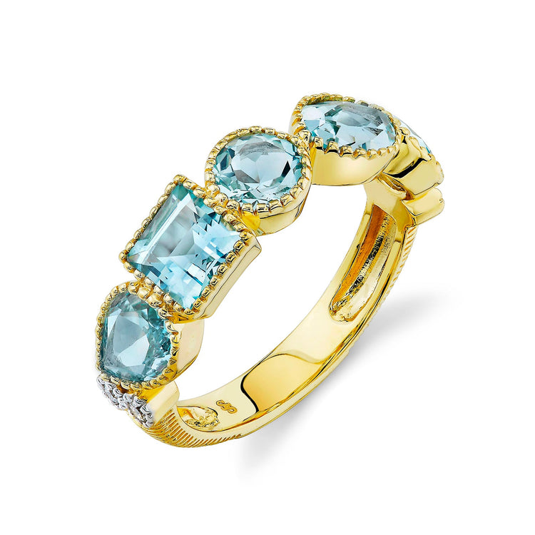 Sky Blue Topaz Band with Diamonds