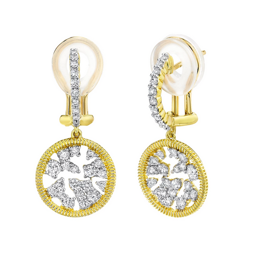 18k Yellow Gold Diamond Celestial Drop Earrings