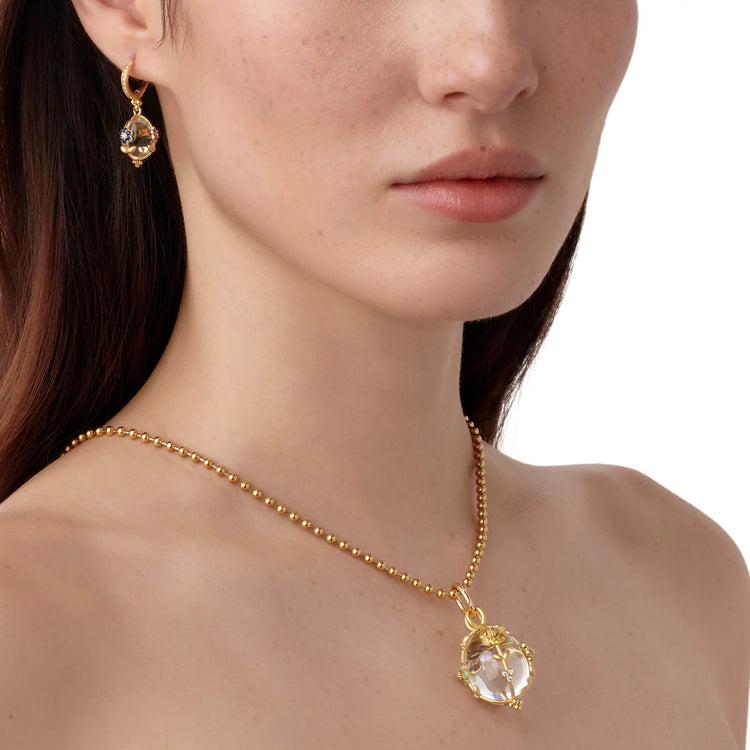 18k Yellow Gold Medium Fiori Rock Crystal Amulet