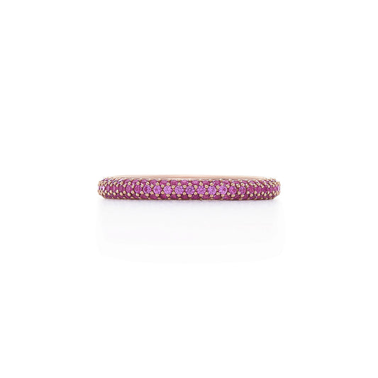 Three-Row Ring with Pavé Pink Sapphires