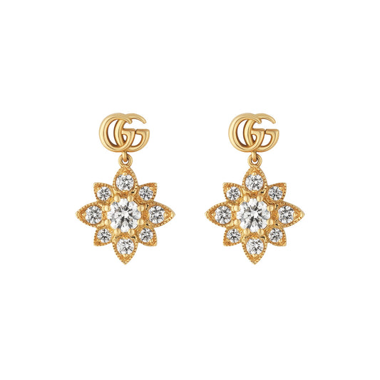 Flora Double G Earrings with Diamonds