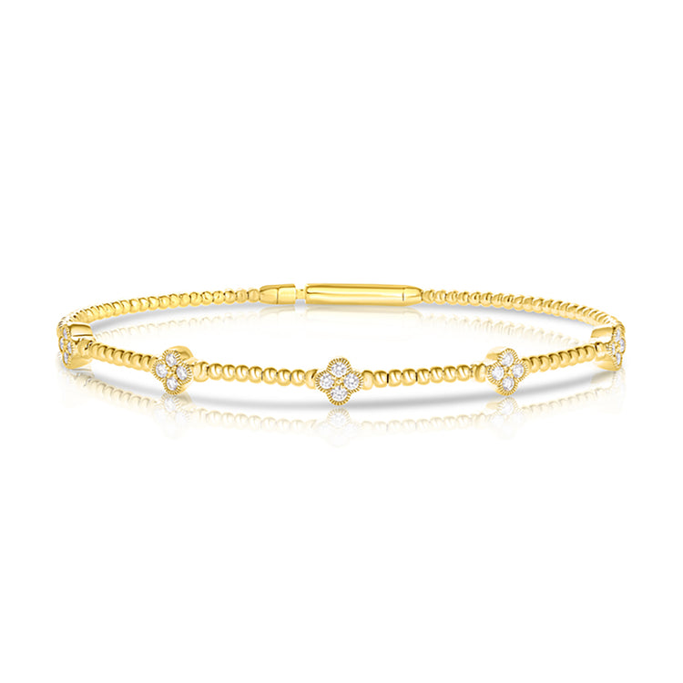 Diamond Clover Station Flexible Beaded Bangle