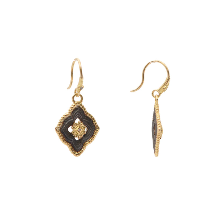 Diamond Scroll Drop Earrings