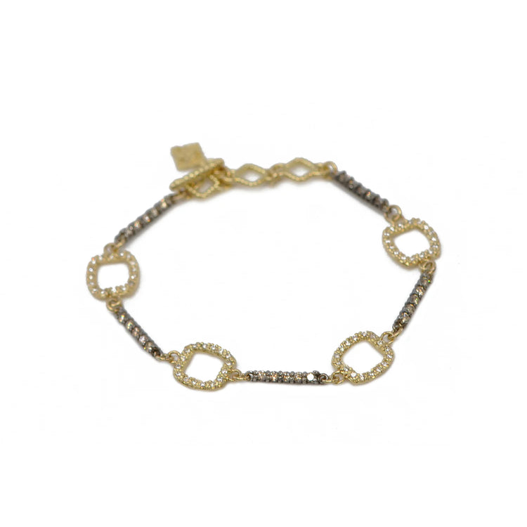 Gold Paperclip with Diamond Bracelet