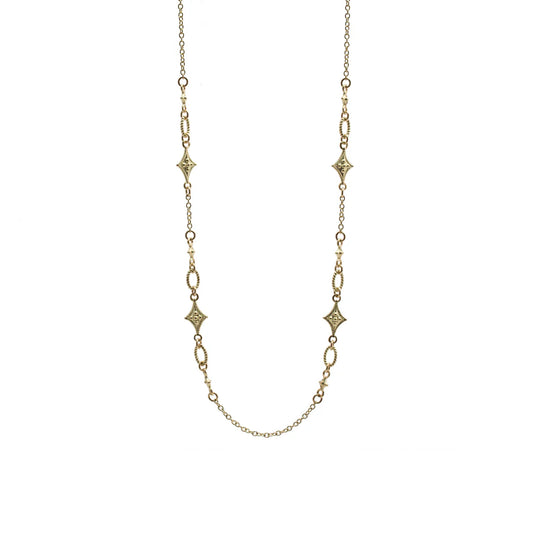 Gold Crivelli Scroll Oval Link Necklace