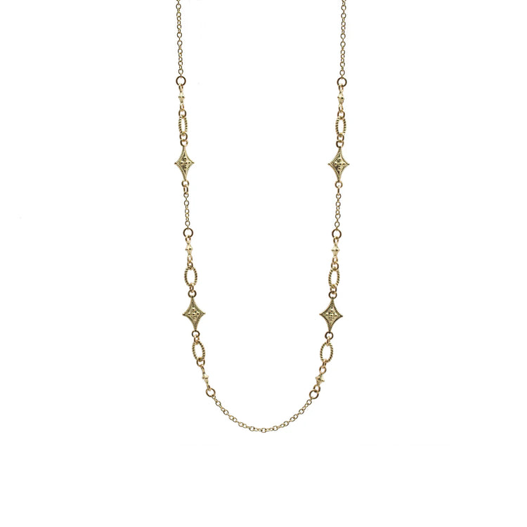 Gold Crivelli Scroll Oval Link Necklace