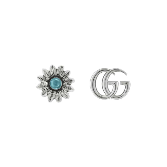 Blue Topaz Flower & Double G Studs