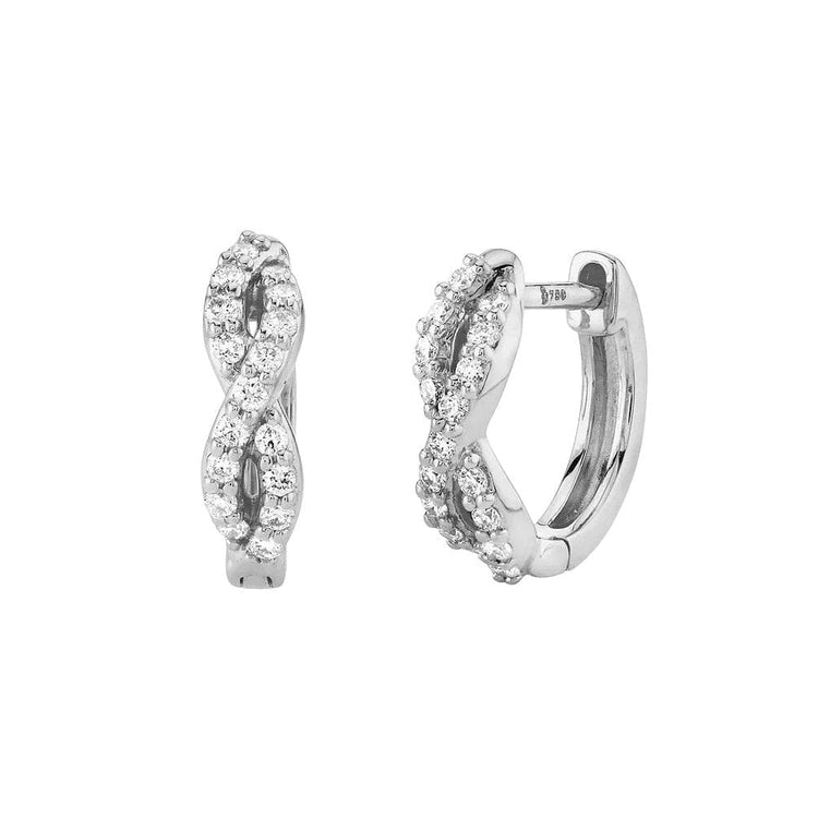 Braided Huggie Hoop Earrings with Diamonds