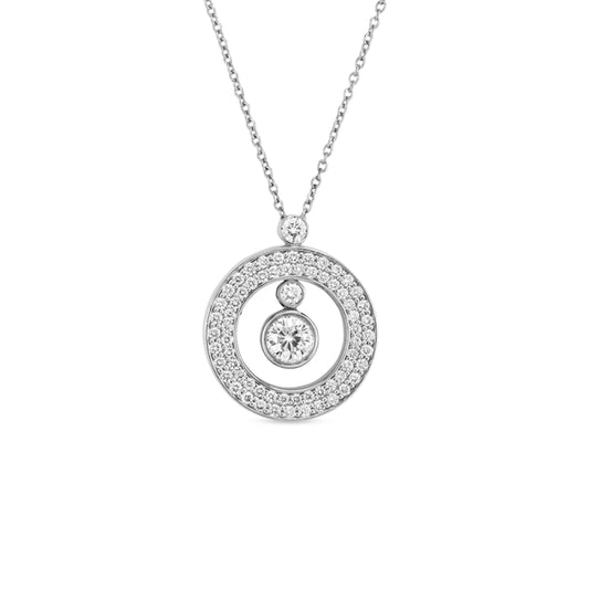 18k White Gold Cento Diamond Mini O Pendant