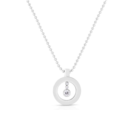 18k White Gold Cento Diamond O Necklace