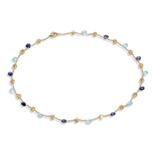 18K Yellow Gold Single-Strand Topaz & Iolite Necklace