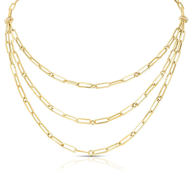 Diamond Triple Strand Paperclip Necklace