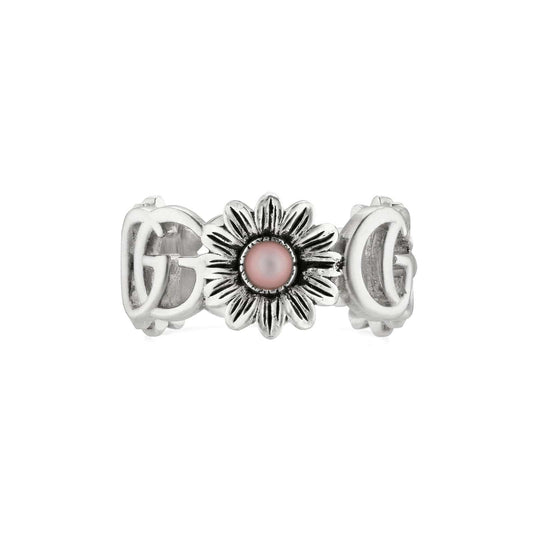 Double G Flower Ring with Pink Mother of Pearl