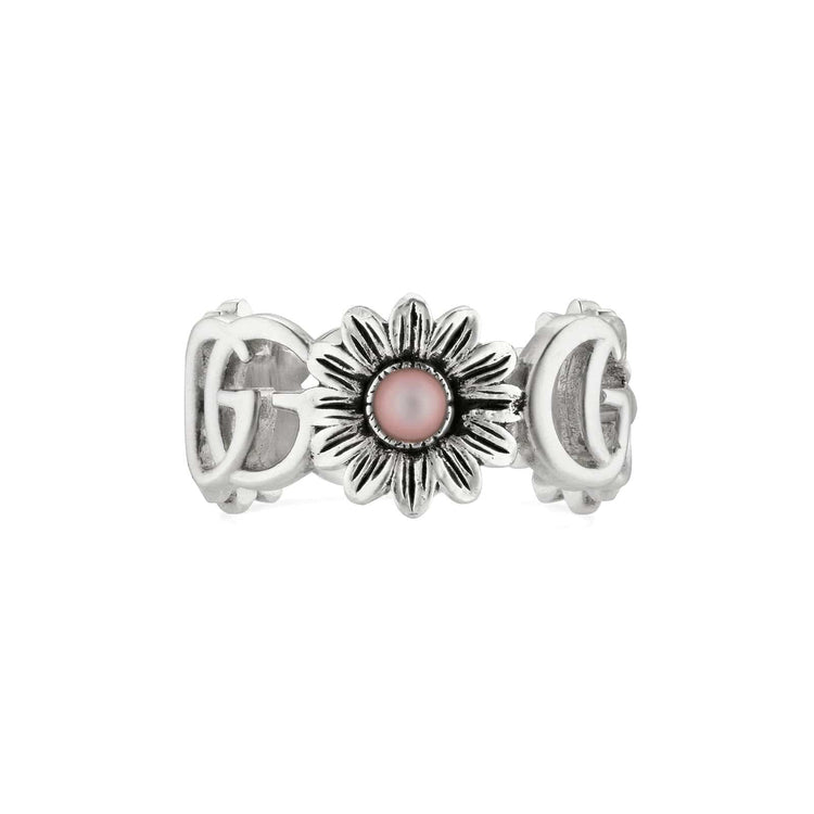 Double G Flower Ring with Pink Mother of Pearl