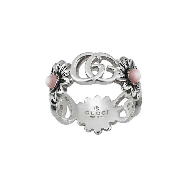 Double G Flower Ring with Pink Mother of Pearl