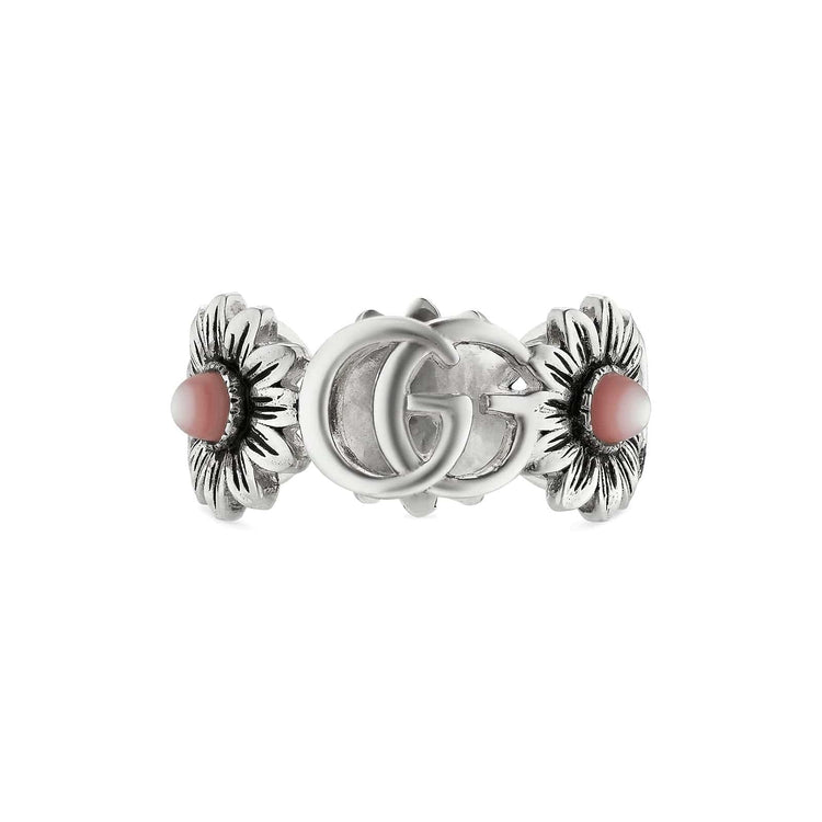 Double G Flower Ring with Pink Mother of Pearl