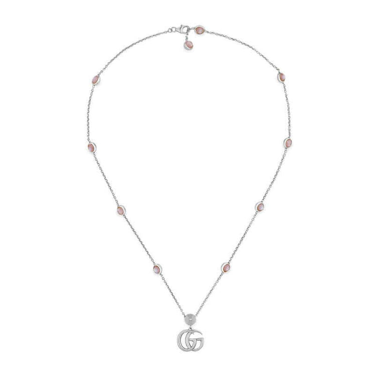 Double G Necklace with Pink Mother of Pearl Stations