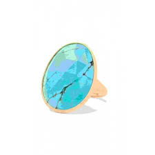 18K Yellow Gold 12ct Lunaria Turquoise Cocktail Ring