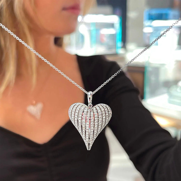 Large Angel Heart Pendant with Diamonds