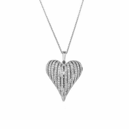 Large Angel Heart Pendant with Diamonds