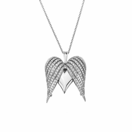 Large Angel Heart Pendant with Diamonds