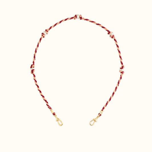 Mauli Silky Cord in Burgundy and Beige with Freshwater Cultured Pearl Beads