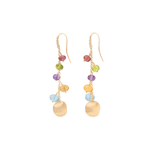 Mixed Gemstone Long Drop Africa Earrings