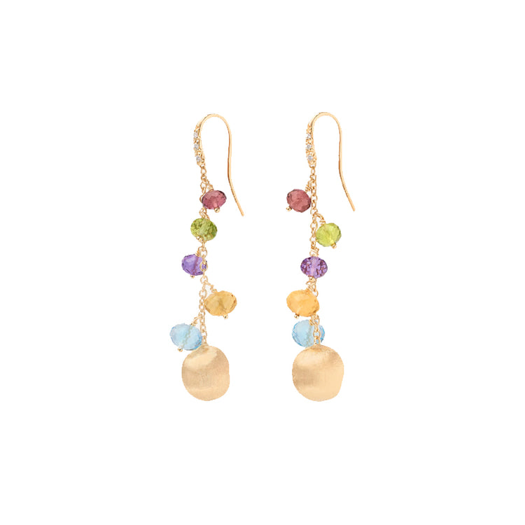 Mixed Gemstone Long Drop Africa Earrings