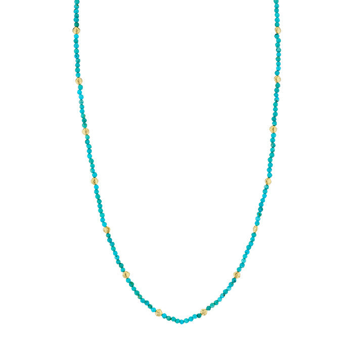 18k Yellow Gold Turquoise Beaded Chain Necklace