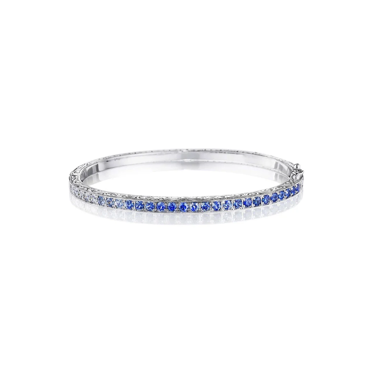 18k White Gold Blue Sapphire Bangle