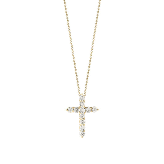 18K Yellow Gold Tiny Treasures Diamond Cross Necklace