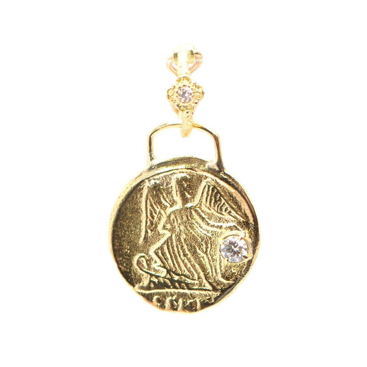 Sueno Winged Angel Coin Medallion with Diamonds