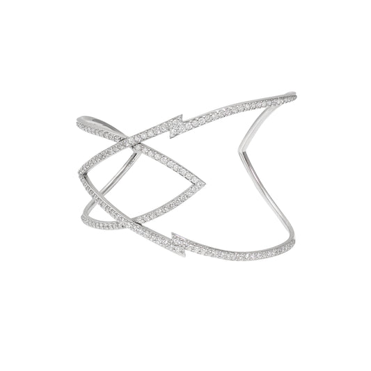 18k White Gold Diamond Stardust Marquise Cuff